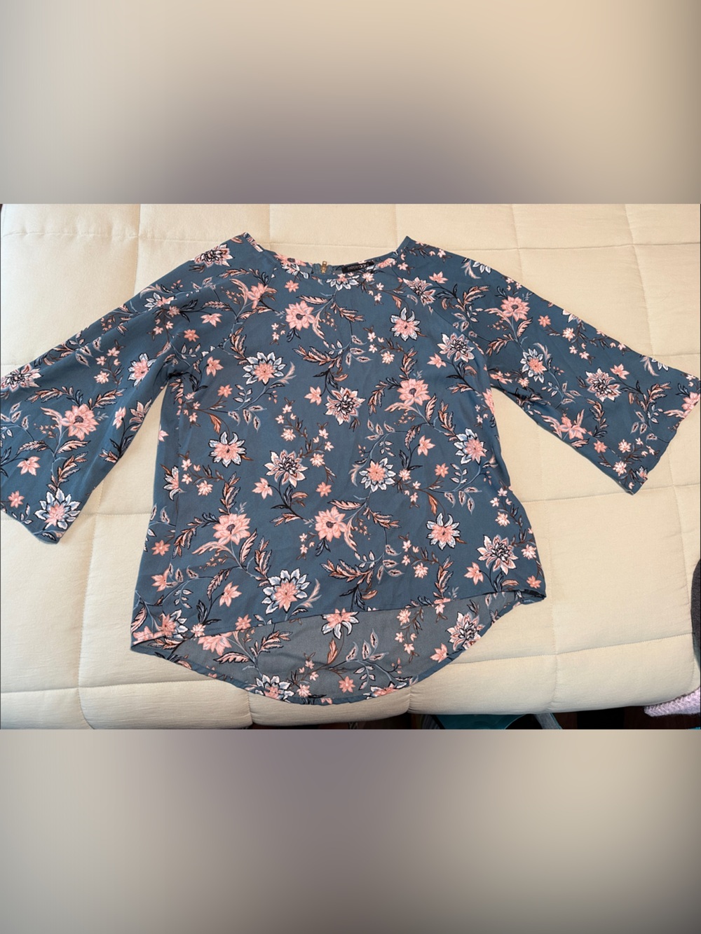 Papermoon Blue Floral Blouse with Pink Accents